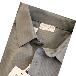 NEW PENGUIN SPORT Shirt Mens Medium GREY BUTTON UP CASUAL‎ GOLF PERFORMANCE Grid